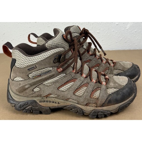 Merrell Moab 2 Mid Waterproof Hiking Boots Women's 8 Trail Brown Suede Vibram - Picture 1 of 9